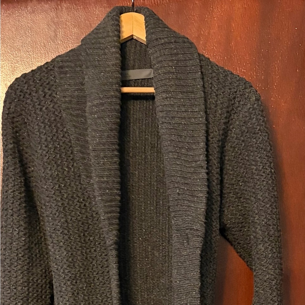 Men's Onassis Black Shawl Collar 80% Lamb Wool  Sweater
